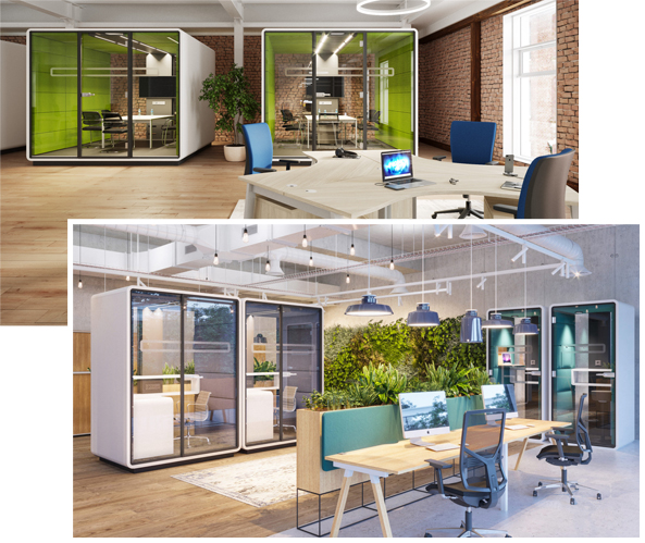hush-booths M2 Office Interiors Agile Working